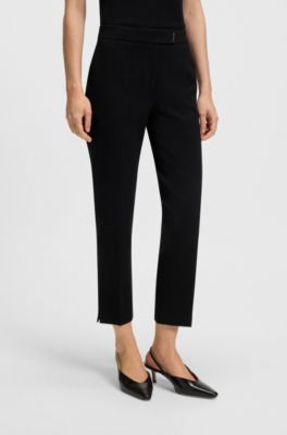 Slim-fit trousers in stretch Punto Milano fabric, Black