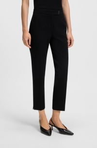 Slim-fit trousers in stretch Punto Milano fabric, Black