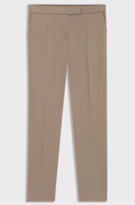 Slim fit bukser i Punto Milano-stof med str&aelig;k, Beige