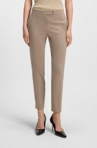 Slim-fit trousers in stretch Punto Milano fabric, Light Brown