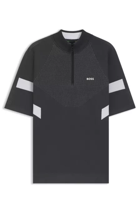 Cotton sweater with jacquard structure
