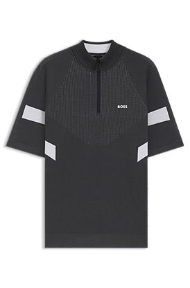 Cotton sweater with jacquard structure