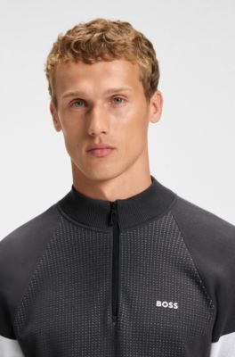 Cotton sweater with jacquard structure, Dark Grey