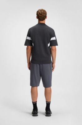 Cotton sweater with jacquard structure, Dark Grey