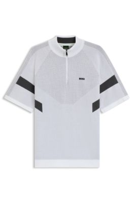 Cotton sweater with jacquard structure, Light Grey