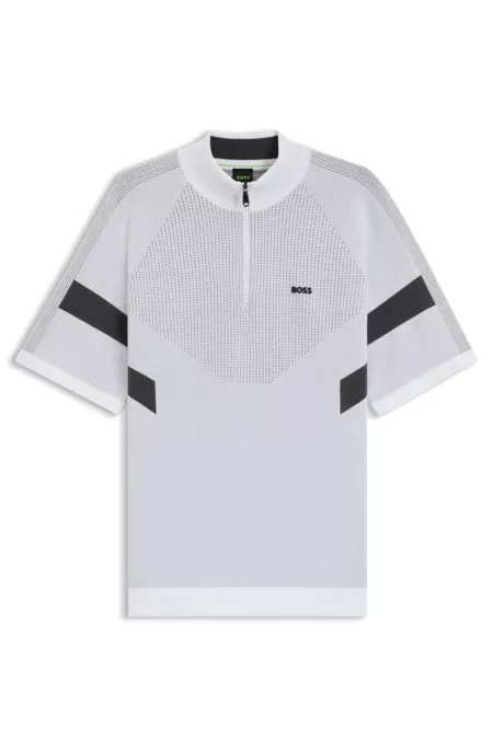 Cotton sweater with jacquard structure