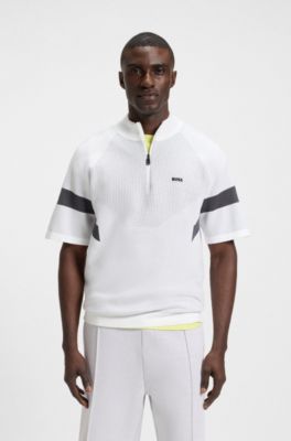 Cotton sweater with jacquard structure, Light Grey