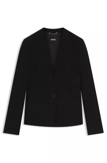 Kragenloser Regular-Fit Blazer mit Metall-Knopf