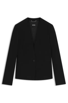 Collarless regular-fit blazer with hardware button 1