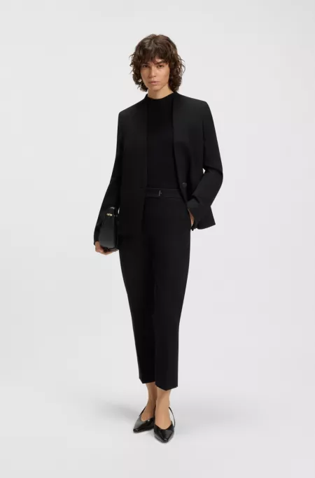 Collarless regular-fit blazer with hardware button