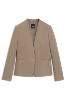 Collarless regular-fit blazer with hardware button 1