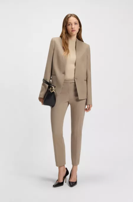 Collarless regular-fit blazer with hardware button