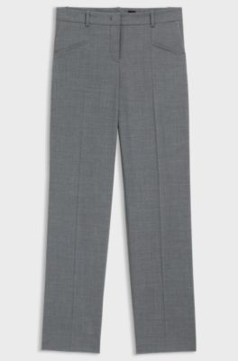 Pantalon Relaxed en laine vierge chin&eacute;e, Gris