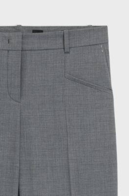 Relaxed-fit trousers in melange virgin wool, Grey