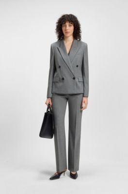 Relaxed-fit trousers in melange virgin wool, Grey