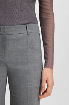 Pantalon Relaxed en laine vierge chin&eacute;e, Gris