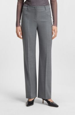 Relaxed-fit trousers in melange virgin wool, Grey
