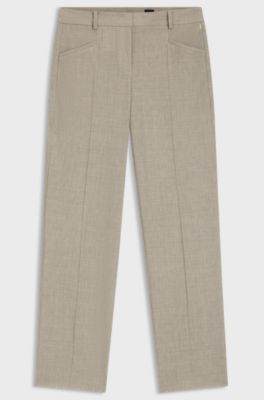 Pantalon Relaxed en laine vierge chin&eacute;e, Beige clair