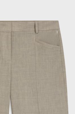 Relaxed-Fit Hose aus melierter Schurwolle, Beige