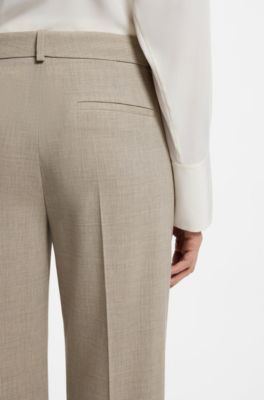 Relaxed-Fit Hose aus melierter Schurwolle, Beige