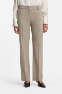 Relaxed-fit trousers in melange virgin wool, Light Beige