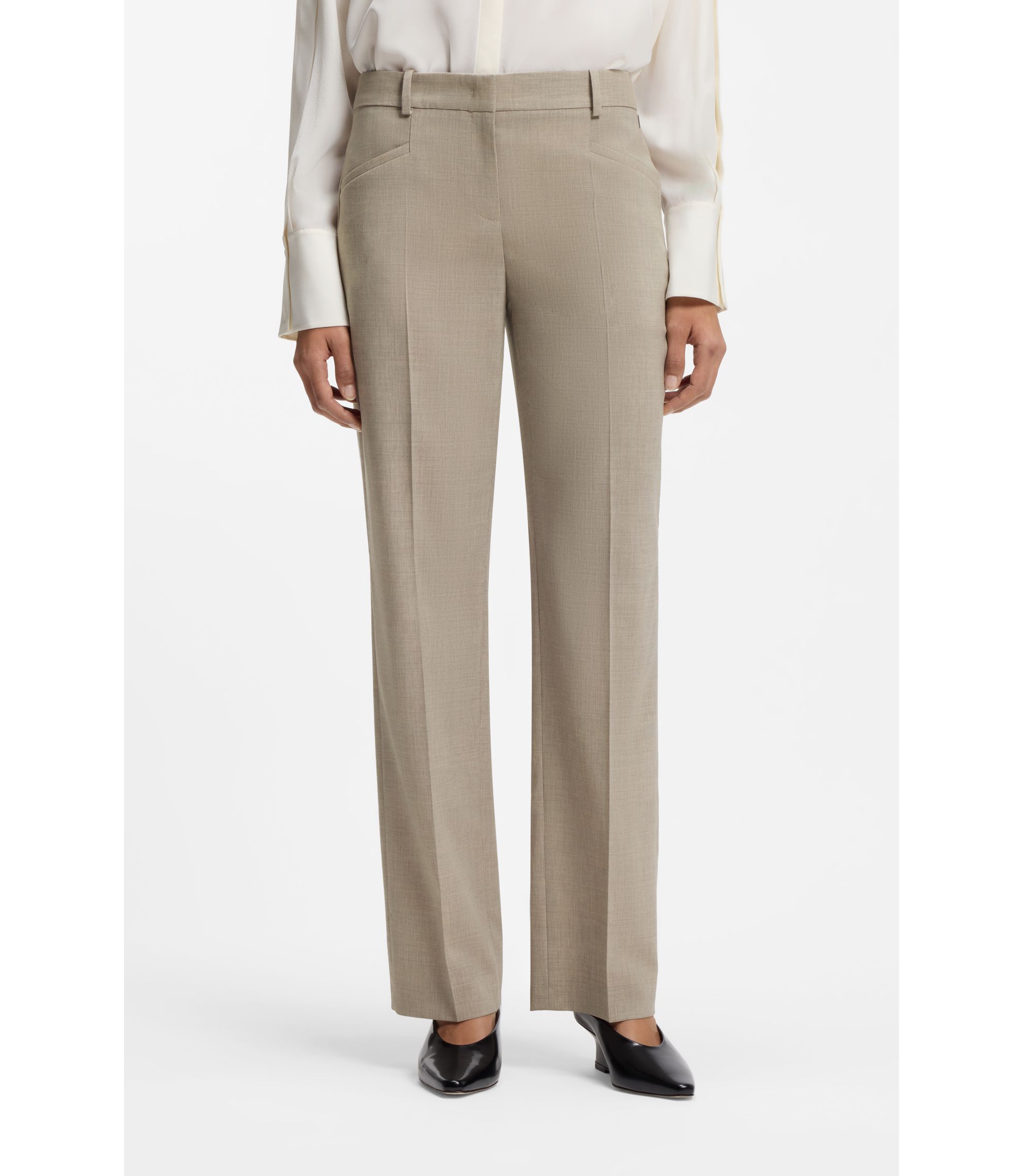 Relaxed-Fit Hose aus melierter Schurwolle