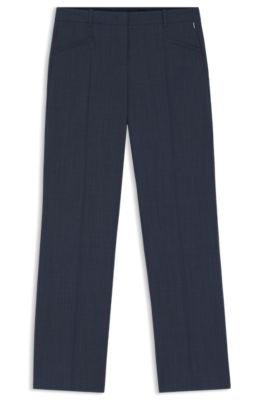 Relaxed-fit trousers in melange virgin wool, Dark Blue