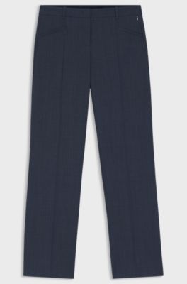 Relaxed-fit trousers in melange virgin wool, Dark Blue