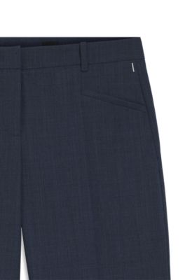 Relaxed-fit trousers in melange virgin wool, Dark Blue