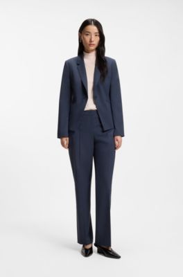Relaxed-fit trousers in melange virgin wool, Dark Blue