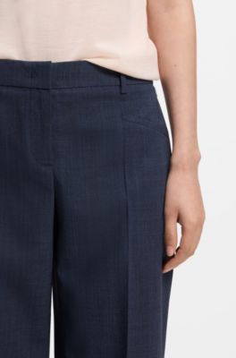 Relaxed-fit trousers in melange virgin wool, Dark Blue