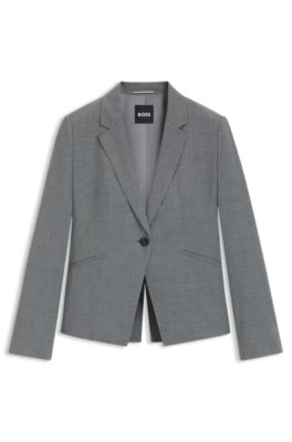 Slim-Fit Blazer aus melierter Schurwolle, Grau