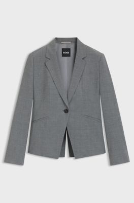 Slim-fit blazer in melange virgin wool, Grey