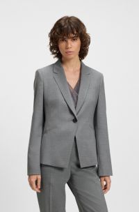 Slim-fit blazer in melange virgin wool, Grey