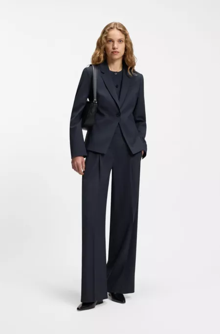 Slim-fit blazer in melange virgin wool