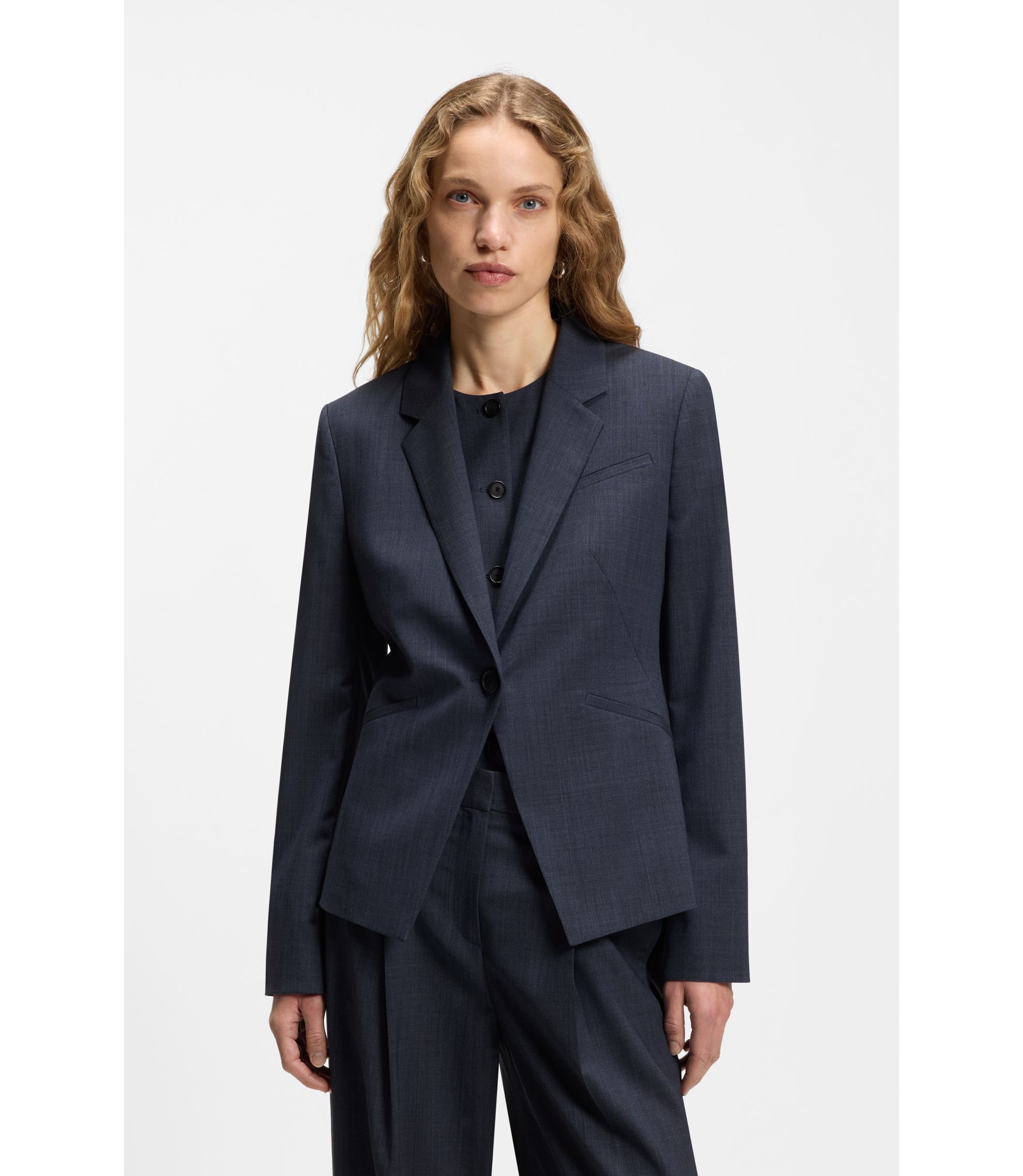 Slim-Fit Blazer aus melierter Schurwolle