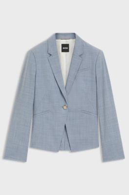 Slim-fit blazer in melange virgin wool, Light Blue