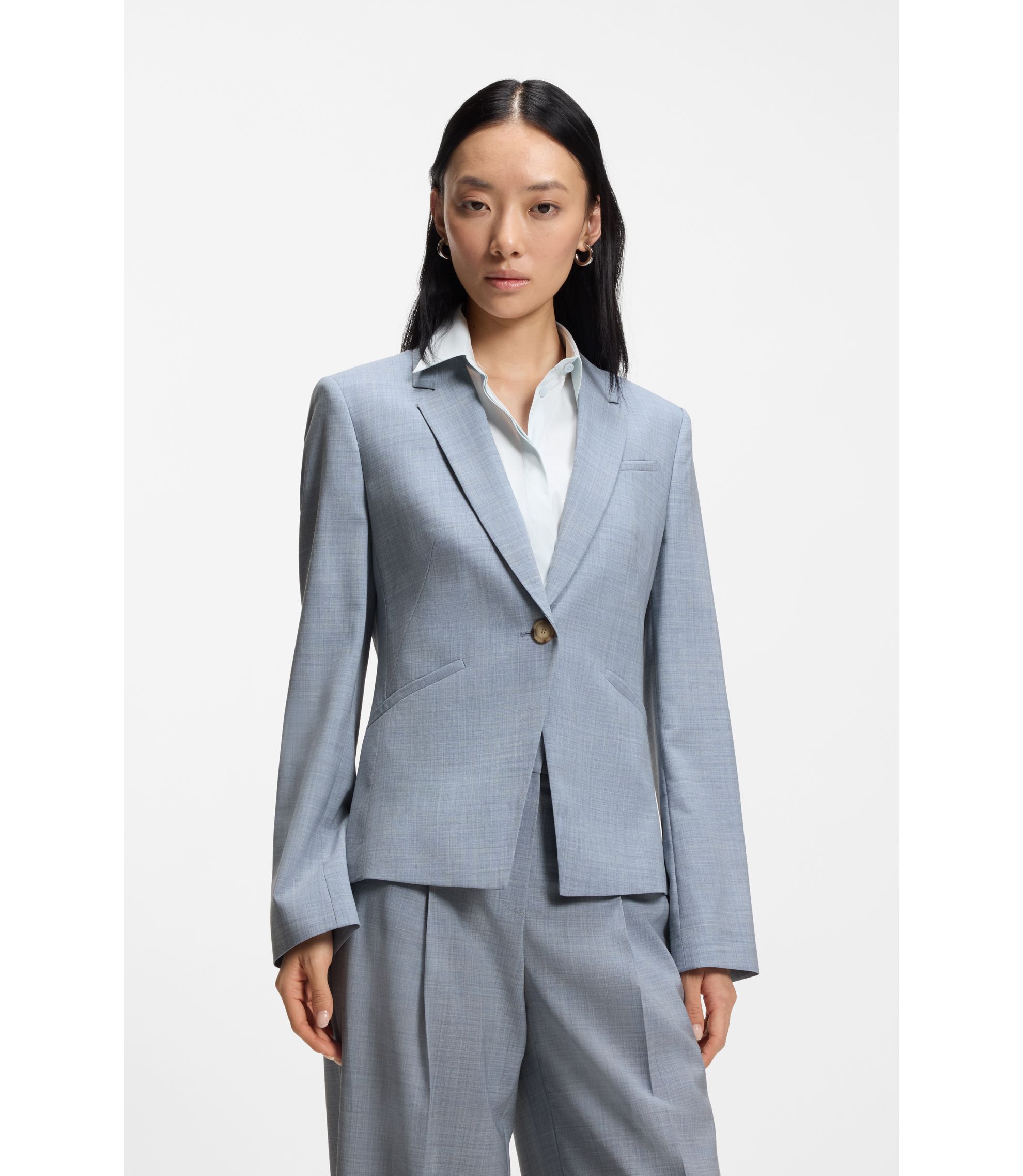 Slim-Fit Blazer aus melierter Schurwolle