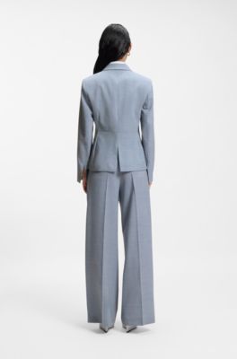 Slim-fit blazer in melange virgin wool, Light Blue
