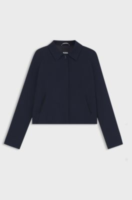 Blazer i crepe med skjult lukning, M&oslash;rkebl&aring;