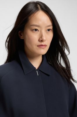 Crepe blazer with concealed closure, Dark Blue