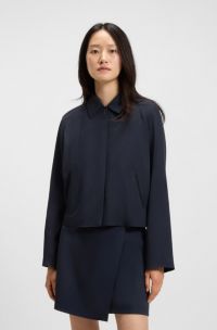 Blazer in crêpe con chiusura nascosta, Blu scuro