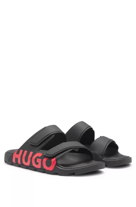 Logo sandals with double touch-closure straps