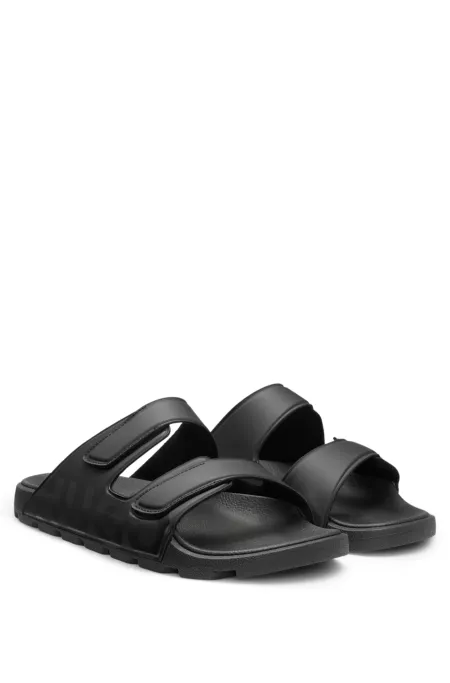 Logo sandals with double touch-closure straps