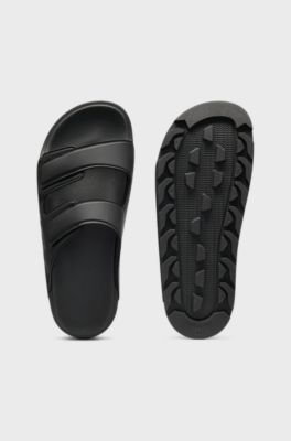 Logo sandals with double touch-closure straps, Black