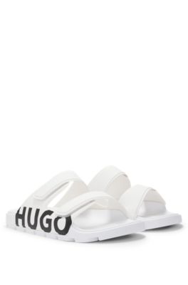 HUGO Logo sandals with double touch closure straps White