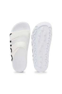 Logo sandals with double touch-closure straps, White