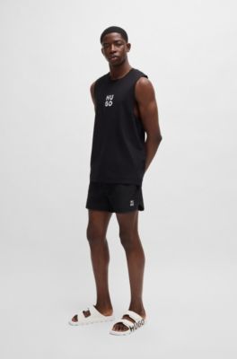 Logo sandals with double touch-closure straps, White