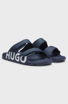 Logo sandals with double touch-closure straps, Dark Blue