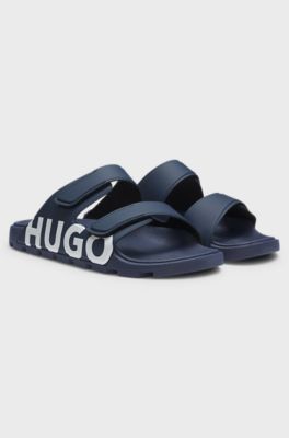 Twin-strap logo slides, Dark Blue